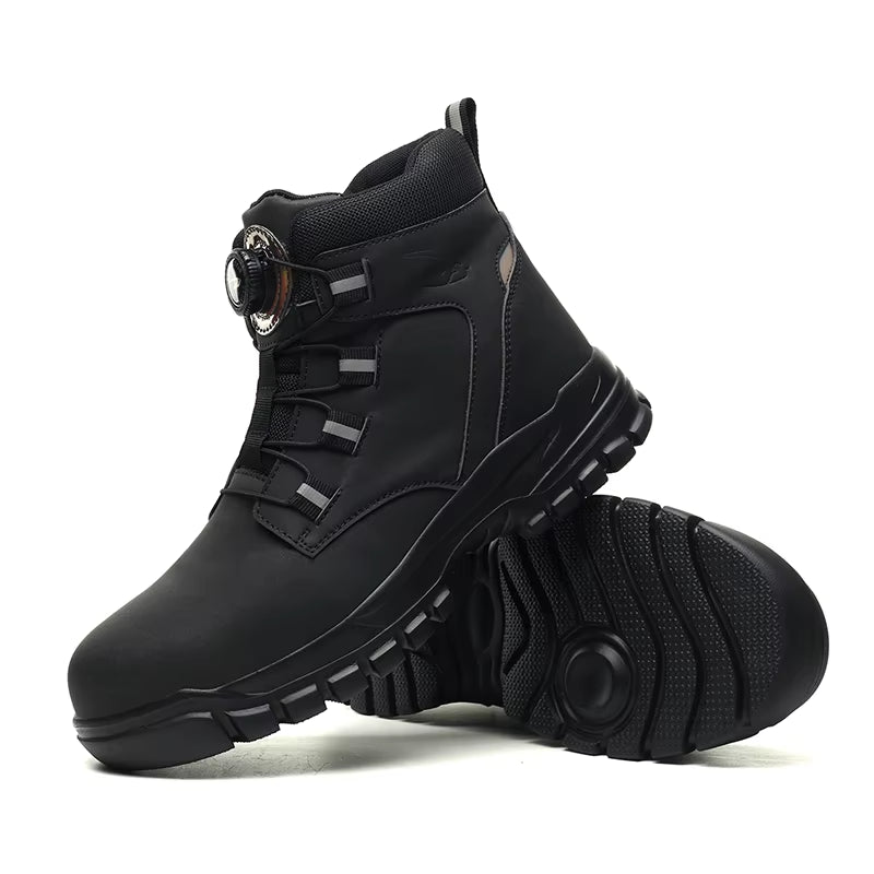 Rotating Button Work Shoes for Men anti Puncture Work Sneakers Waterproof Black Work Safety Shoes Non Slip Steel Toe Boots